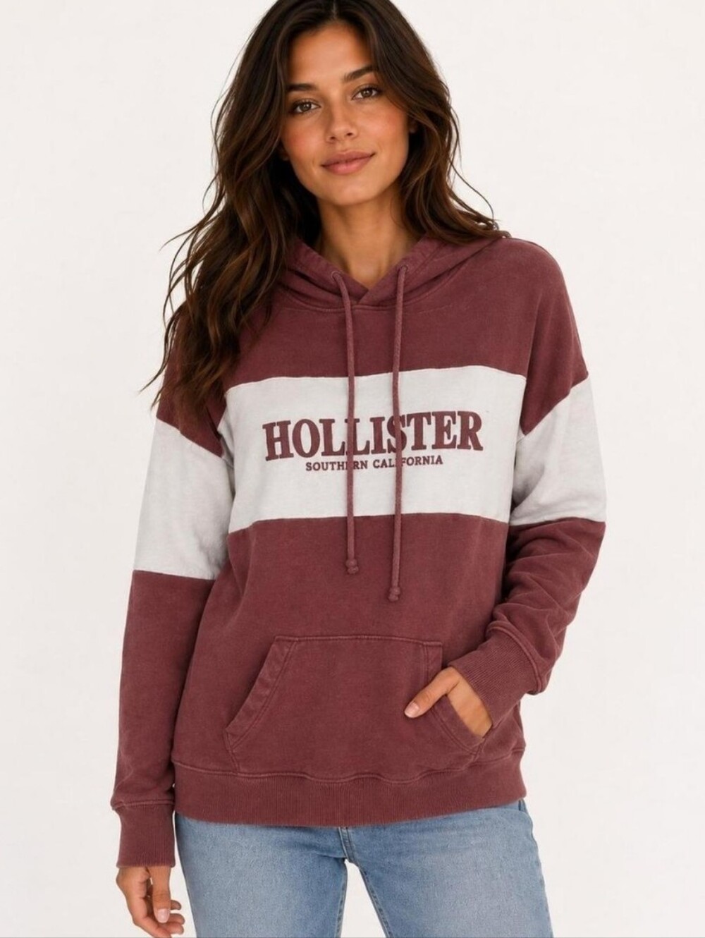 Hollister Applique Logo Colorblock Hoodie Size: Small